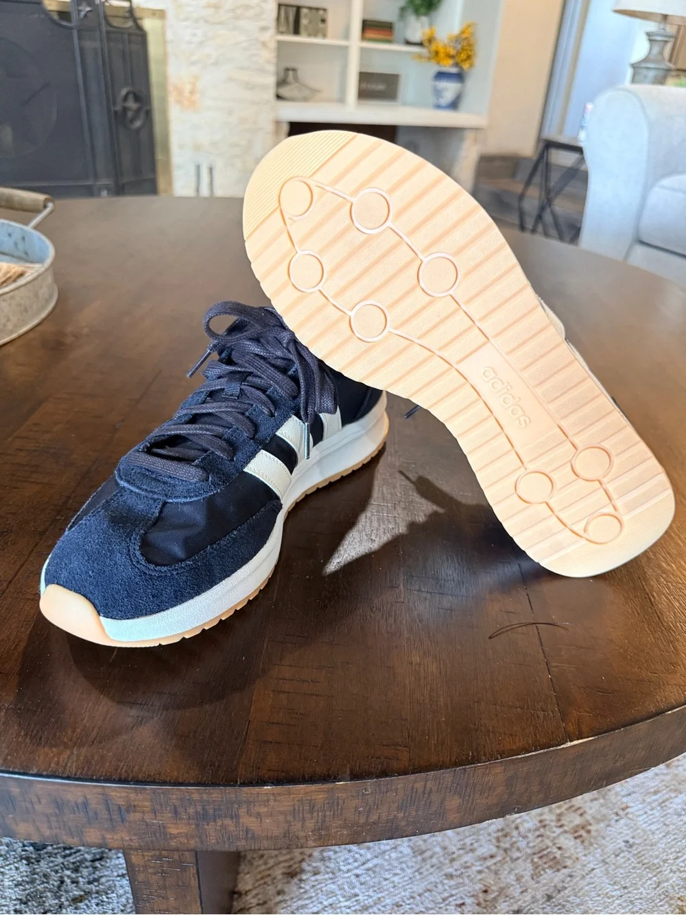 Brand New! No box adidas Black and White Retro Runner Sneakers with Gum Toe